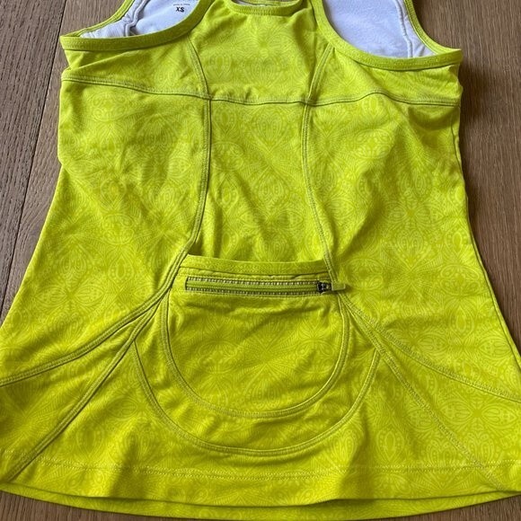 Athleta Neon Yellow/Green Racerback Running Workout Tank Top With Pocket XS - Picture 5 of 9